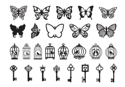 Butterfly Necklace & Keychains Vector designs