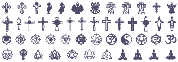 Christianity, Hinduism and Buddhism Beautiful Religious Pendants and Earing - Image 2