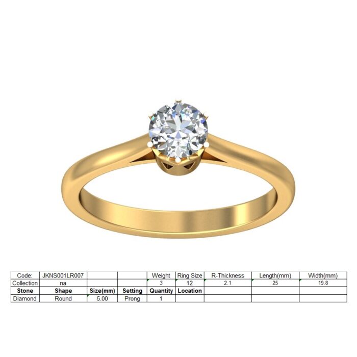 Solitaire Wedding Engagement Ring 3D Print Model - Image 3