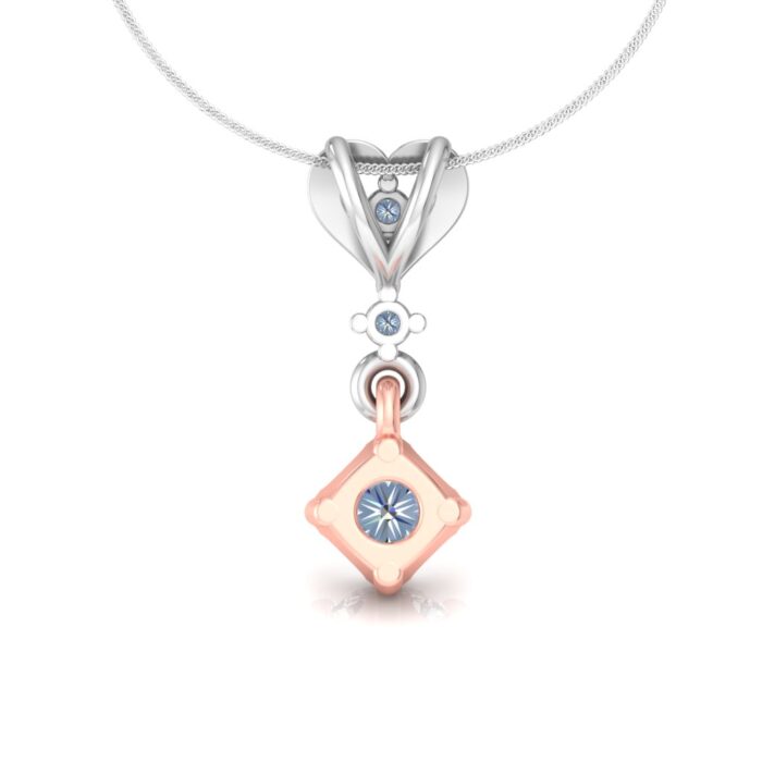 Free CAD File | Diamond Necklace Design | 3D Jewelry Rendering | Heart & Solitaire Pendant - Image 3