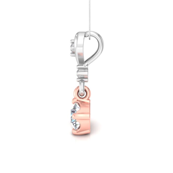 Free CAD File | Diamond Necklace Design | 3D Jewelry Rendering | Heart & Solitaire Pendant - Image 4