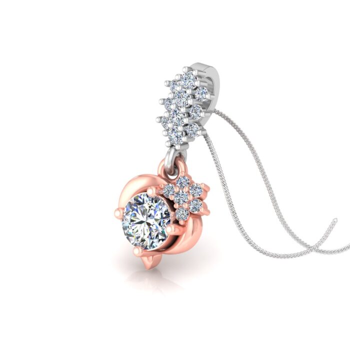 Free CAD File | Diamond Necklace Design | 3D Jewelry Rendering | Heart & Solitaire Pendant