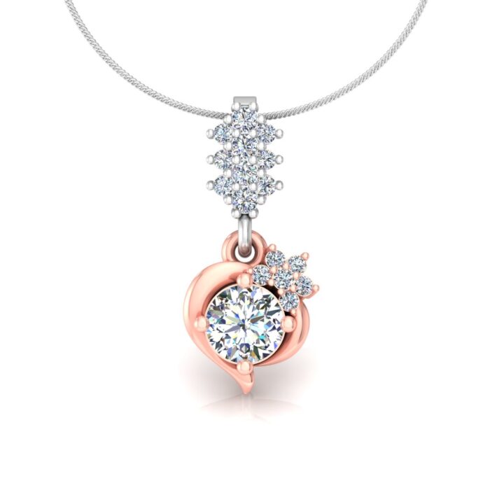 Free CAD File | Diamond Necklace Design | 3D Jewelry Rendering | Heart & Solitaire Pendant - Image 2