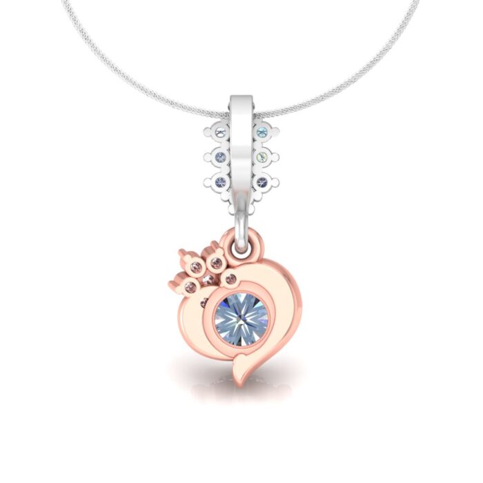 Free CAD File | Diamond Necklace Design | 3D Jewelry Rendering | Heart & Solitaire Pendant - Image 3