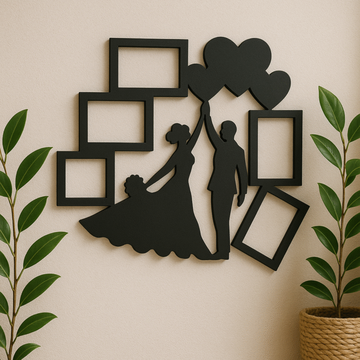 Romantic Couple Photo Frame  | Laser Cut Vector for Wood & Acrylic | Wedding Wall Decor CDR File