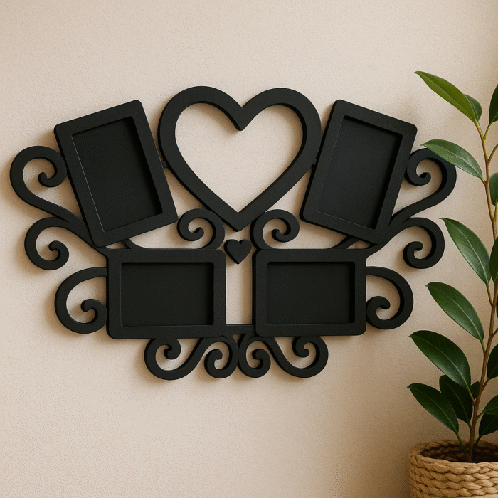 Free Heart Couple Photo Frame for Laser Cut