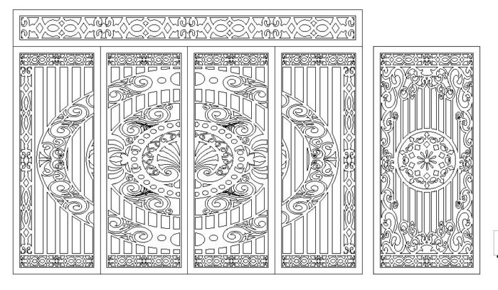 Free Plasma-Cut Iron Gate Design with Floral Medallion Patterns CDR File - Image 2