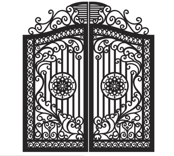 Free Plasma-Cut Iron Gate Design with Floral Medallion Patterns CDR File - Image 2