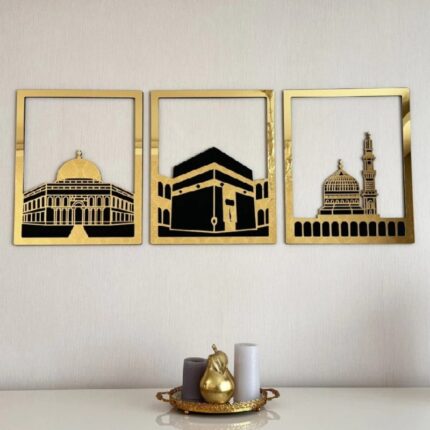 Laser Cut Masjid Al Haram Masjid Al Aqsa Masjid Nabawi Islamic Wall Art
