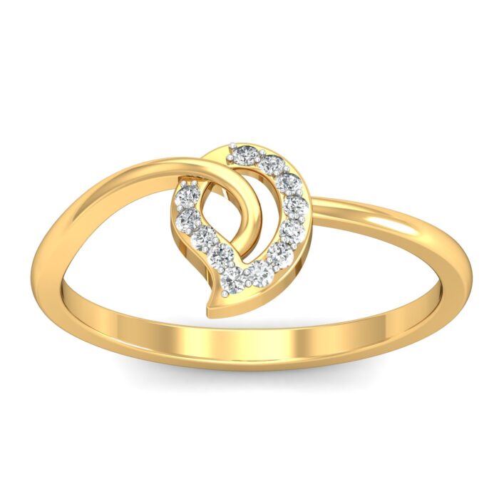 Free CAD Ring Design – Minimalist Diamond Heart Gold Ring 3D Model for Jewelry Design & CNC - Image 3