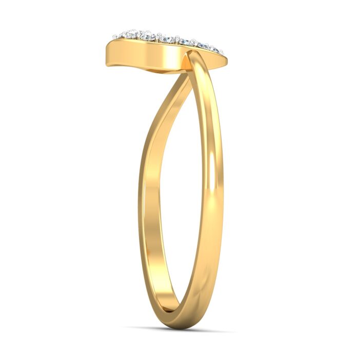 Free CAD Ring Design – Minimalist Diamond Heart Gold Ring 3D Model for Jewelry Design & CNC - Image 4