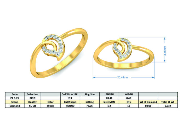 Free CAD Ring Design – Minimalist Diamond Heart Gold Ring 3D Model for Jewelry Design & CNC - Image 5