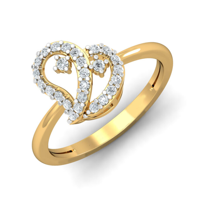 Free CAD Ring Design – Double Heart Diamond Gold Ring 3D Model for Jewelry Rendering & CNC - Image 2