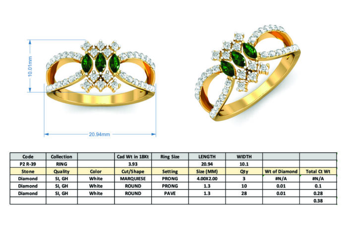 Free CAD Ring File | Emerald Diamond Ring CAD File - Image 5