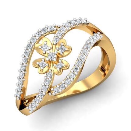 Free CAD Ring Design –  Floral Diamond Gold Ring 3D Model for Jewelry Design & Casting