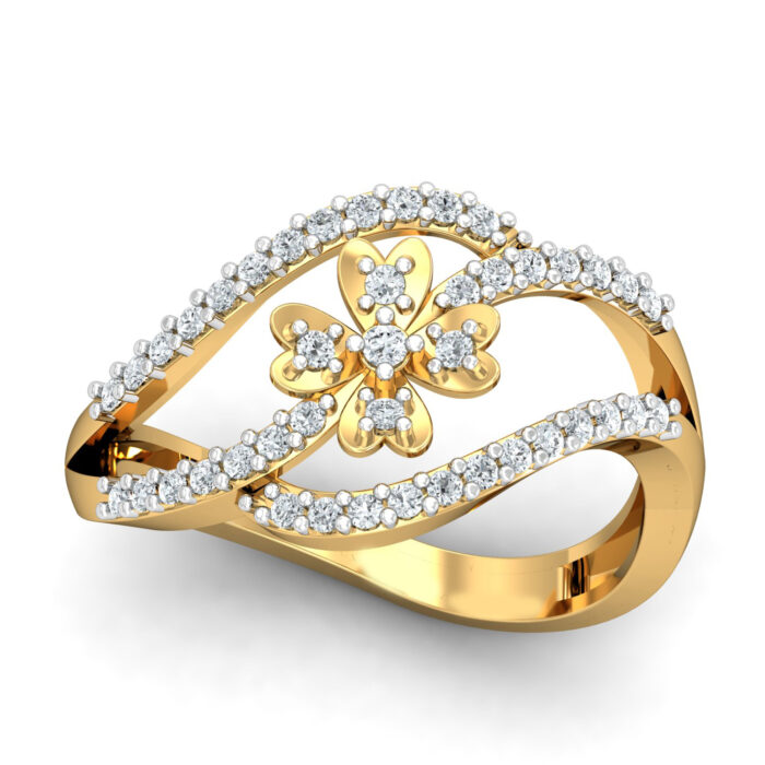 Free CAD Ring Design –  Floral Diamond Gold Ring 3D Model for Jewelry Design & Casting - Image 3