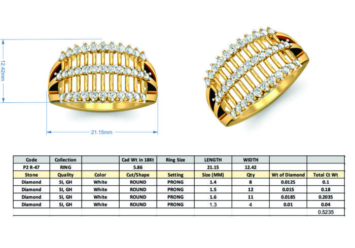 Free CAD Ring Design – Diamond Gold Ring 3D Model for Jewelry Design & Casting - Image 5
