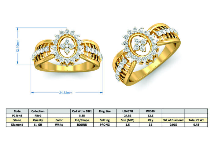 Free CAD Ring Design – Diamond Gold Ring 3D Model for Jewelry Design & Casting - Image 5