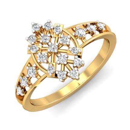 Free CAD Ring Design – Geometric  Diamond Gold Ring 3D Model for Jewelry Design & Casting