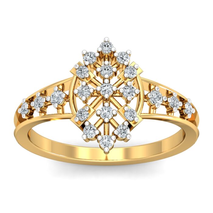 Free CAD Ring Design – Geometric  Diamond Gold Ring 3D Model for Jewelry Design & Casting - Image 3