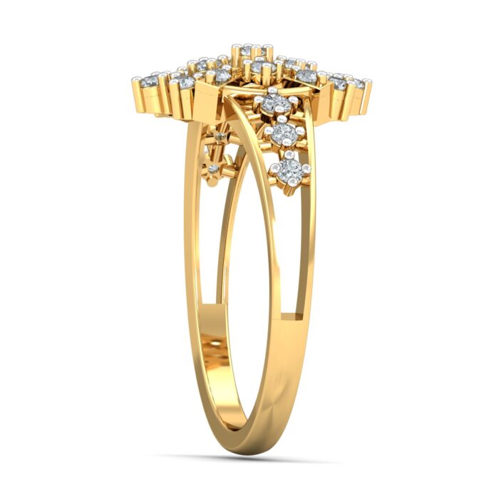 Free CAD Ring Design – Geometric  Diamond Gold Ring 3D Model for Jewelry Design & Casting - Image 4
