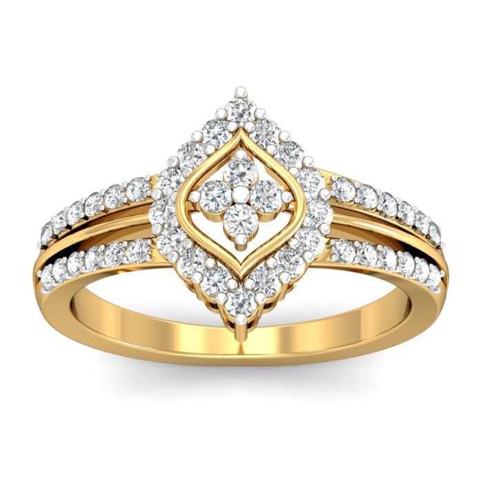 Free CAD Ring Design - Elegant Diamond Floral Gold Ring 3D Model for Jewelry Rendering & Casting - Image 2