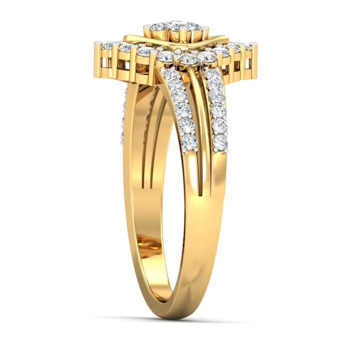 Free CAD Ring Design - Elegant Diamond Floral Gold Ring 3D Model for Jewelry Rendering & Casting - Image 3