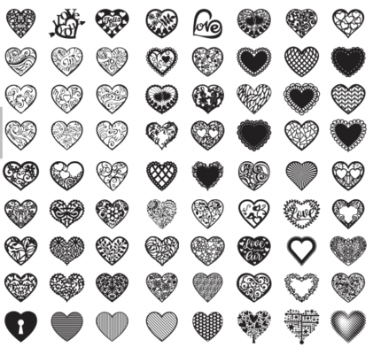 Free Heart Vector Designs Bundle | 100+ Decorative Love & Valentine Heart SVG/CDR Files for Laser Cutting & Crafts
