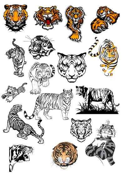 Free Tiger Face Vector Designs – Wild Animal Illustrations for Printing, Logos & Digital Art